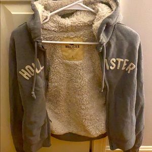 Hollister fur zip up sweatshirt